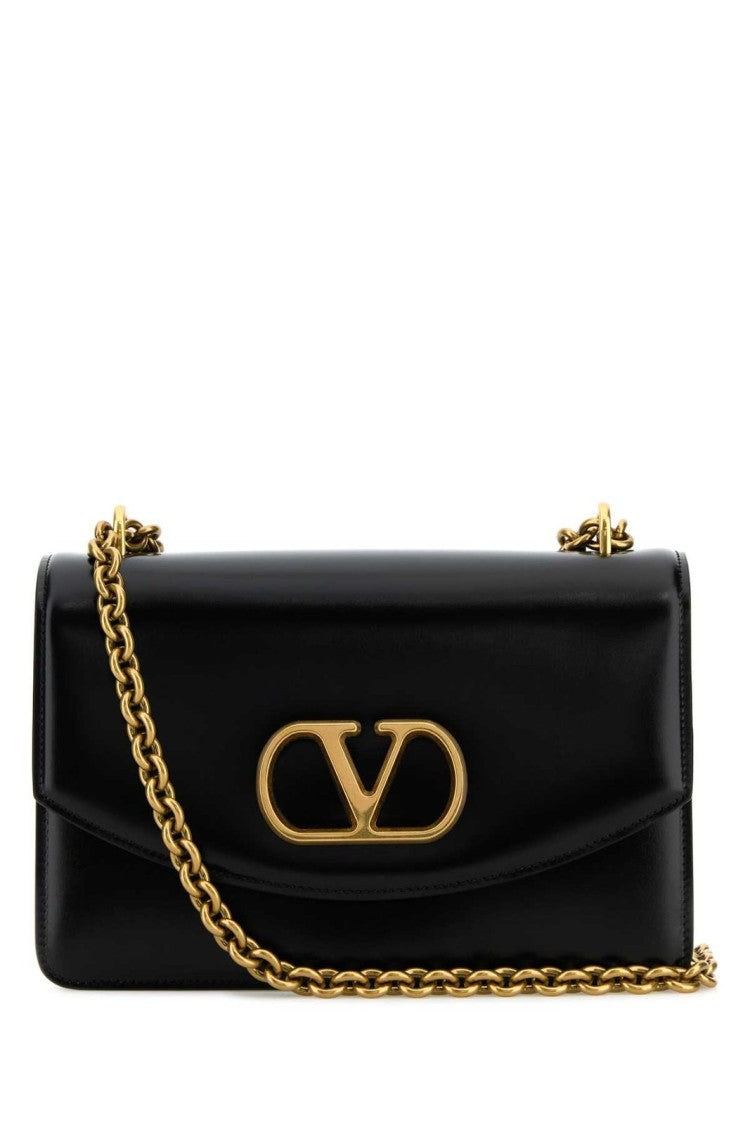 Rectangular Black Calf Leather Crossbody Bag