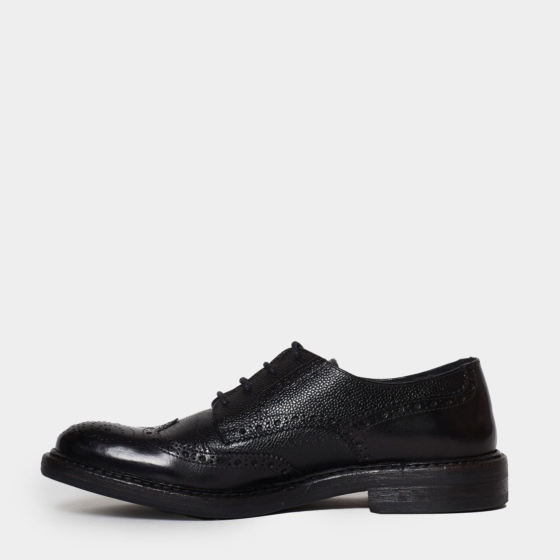 Black Leather Lace-Up Shoes