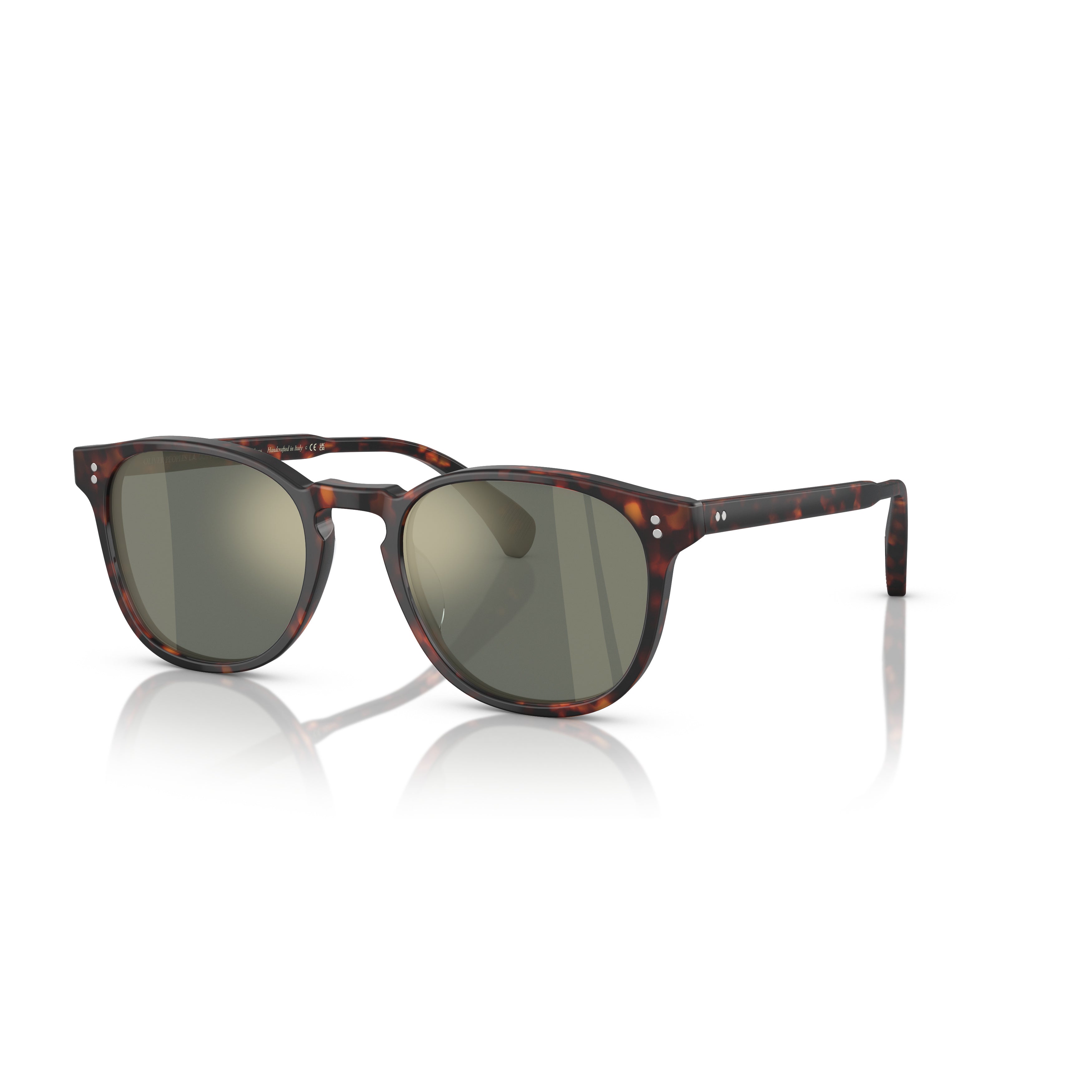 0ov5298su Classic Round Frame Tortoiseshell Sunglasses with Reflective Lenses