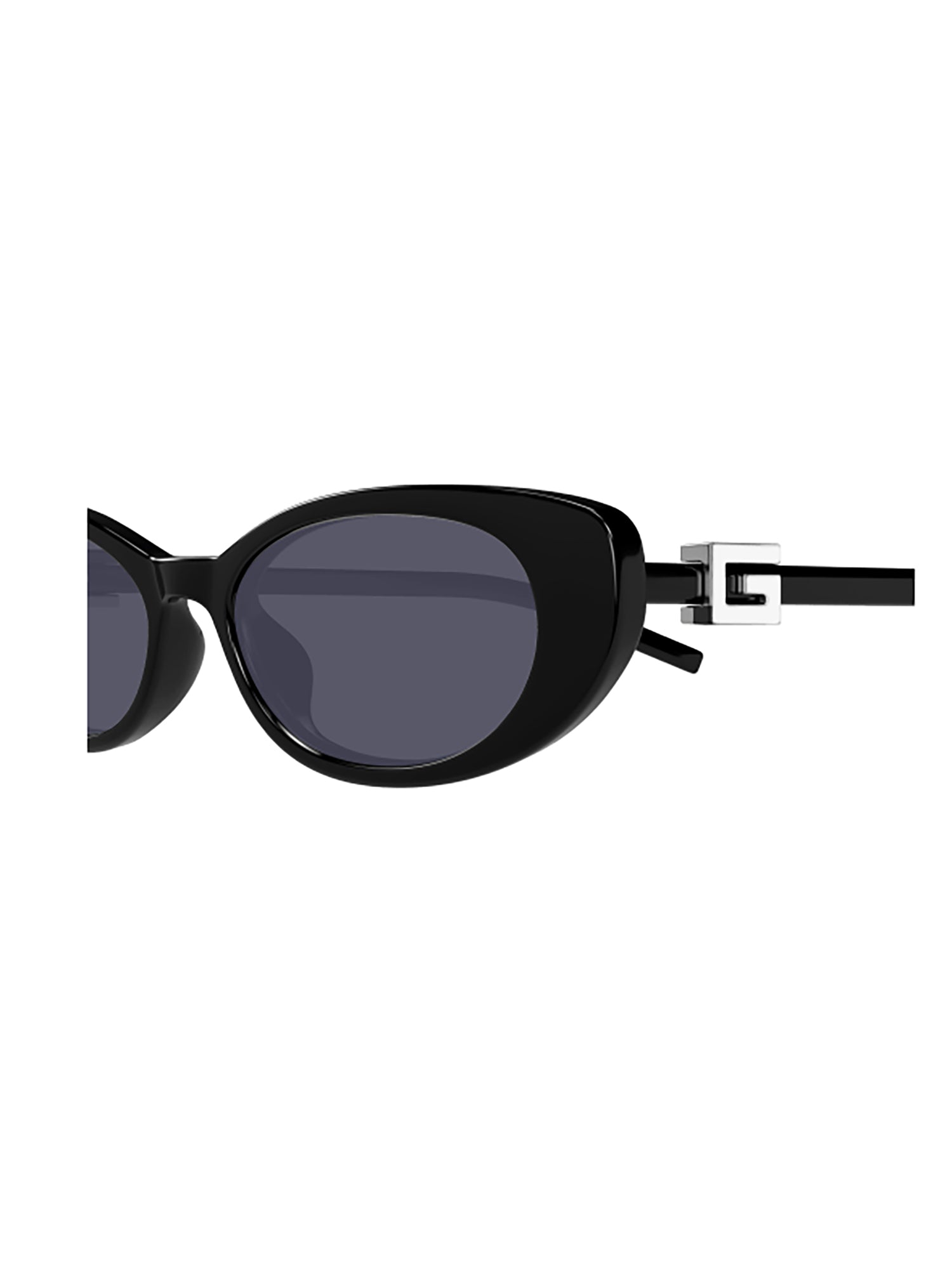 Oval Lens Sunglasses With Black Plastic Frame And Silver-Tone Logo
