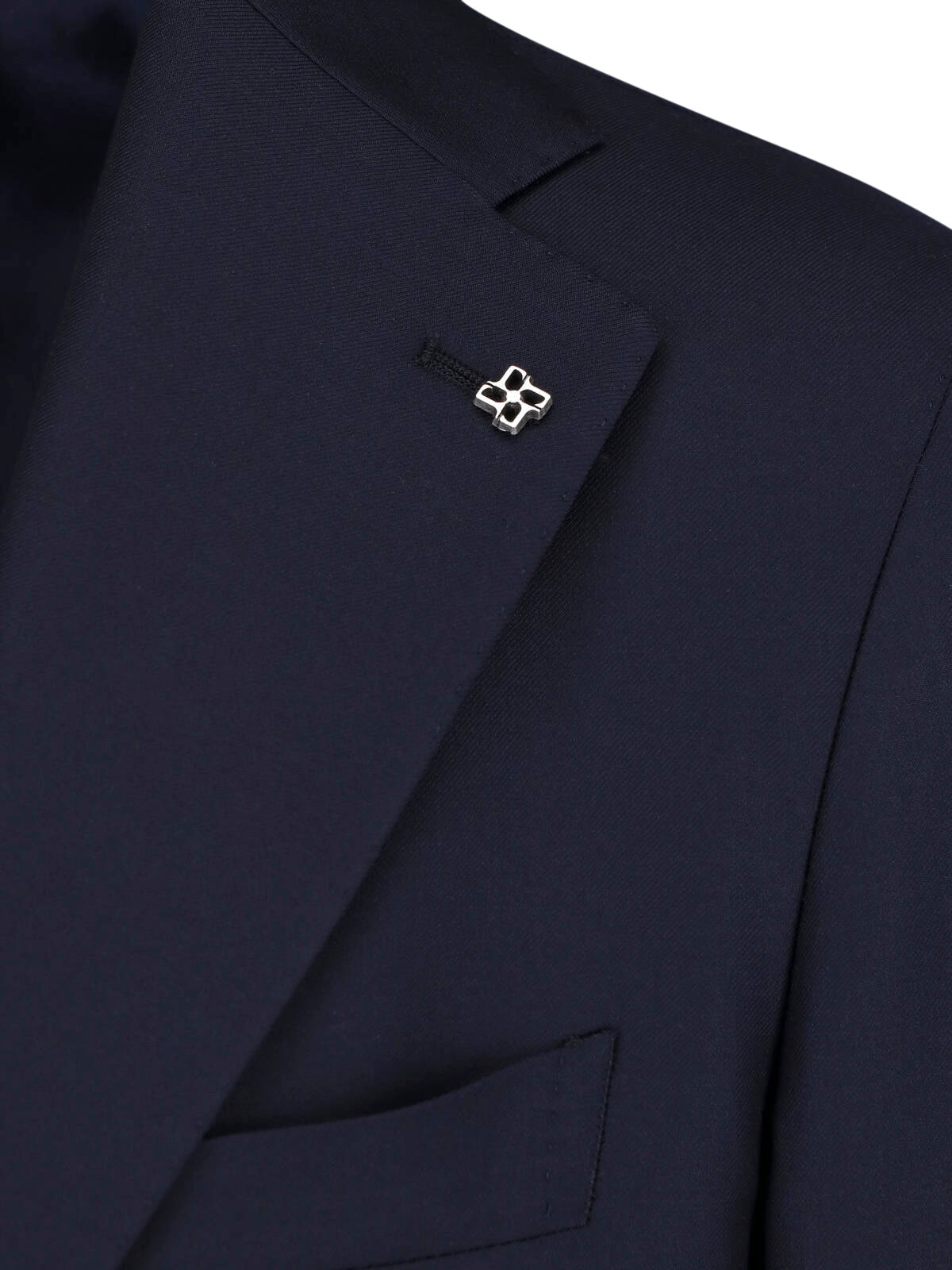 Navy Single-Breasted Peaked Lapel Wool Suit
