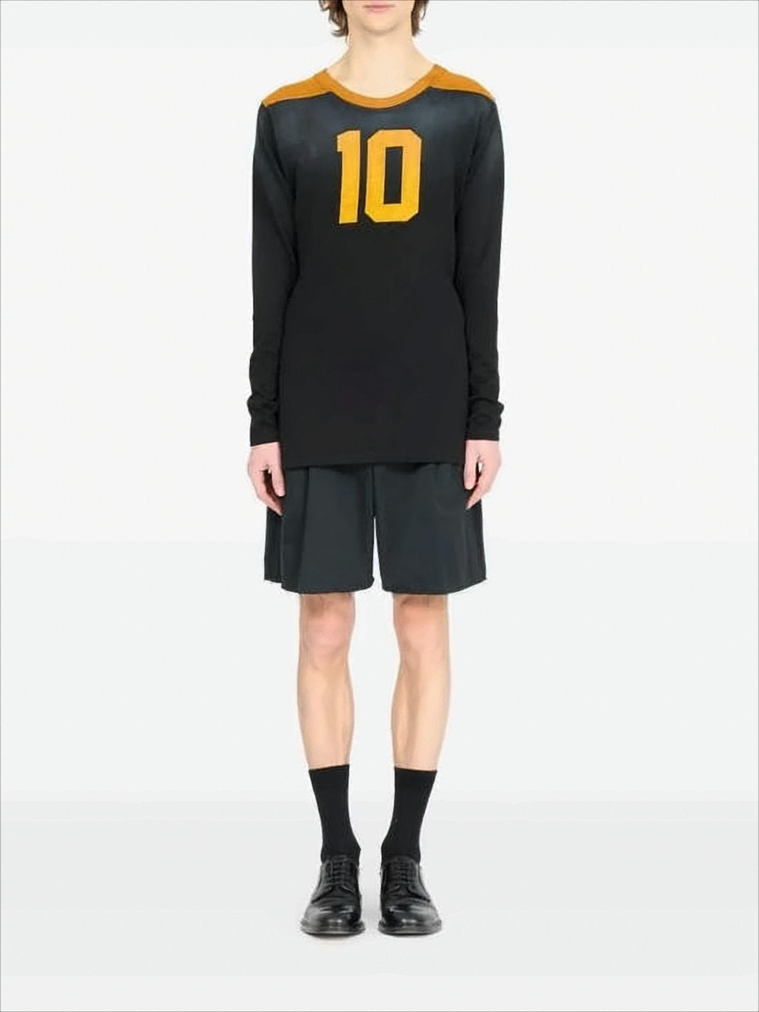 Long-Sleeve Black Shirt With Orange Accents