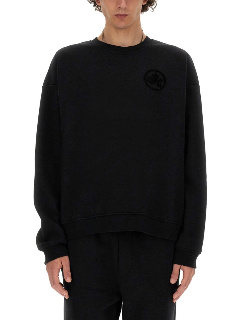 Black Sweatshirt With Crew Neckline