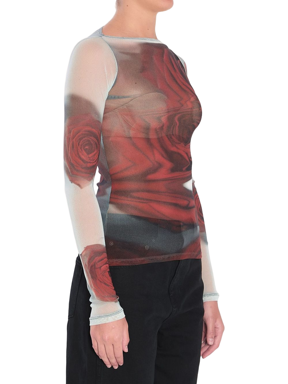 Long-Sleeve Semi-Sheer Top