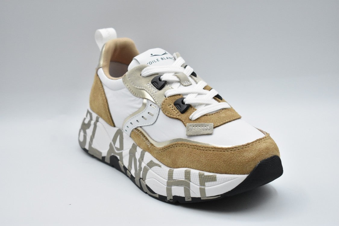 Caramel And White Laced Sneakers