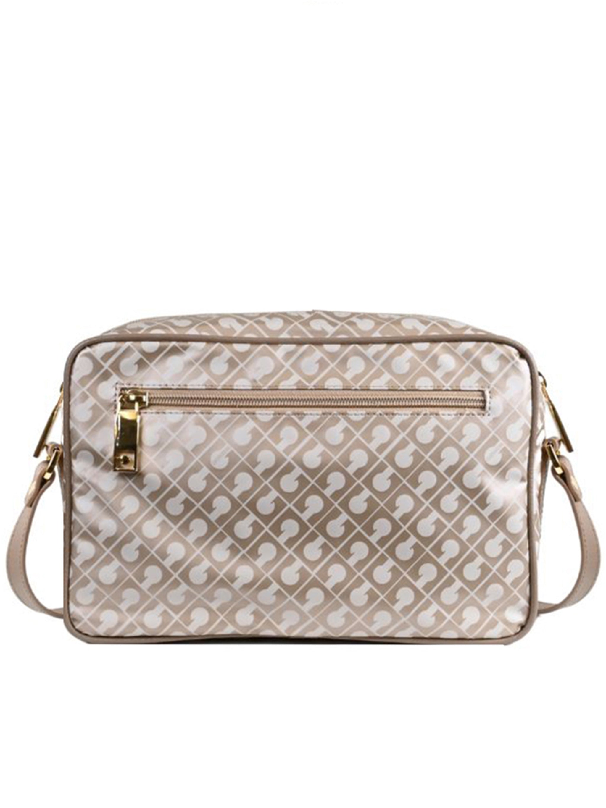 Beige/Cream Monogram Leather Crossbody Camera Bag