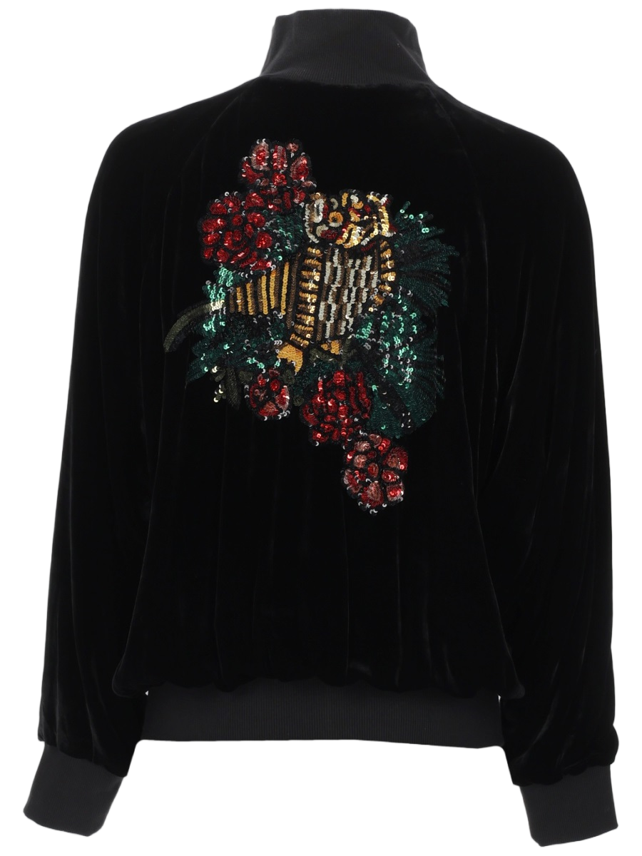 Black Velvet Jacket with Colorful Sequin Embellishments