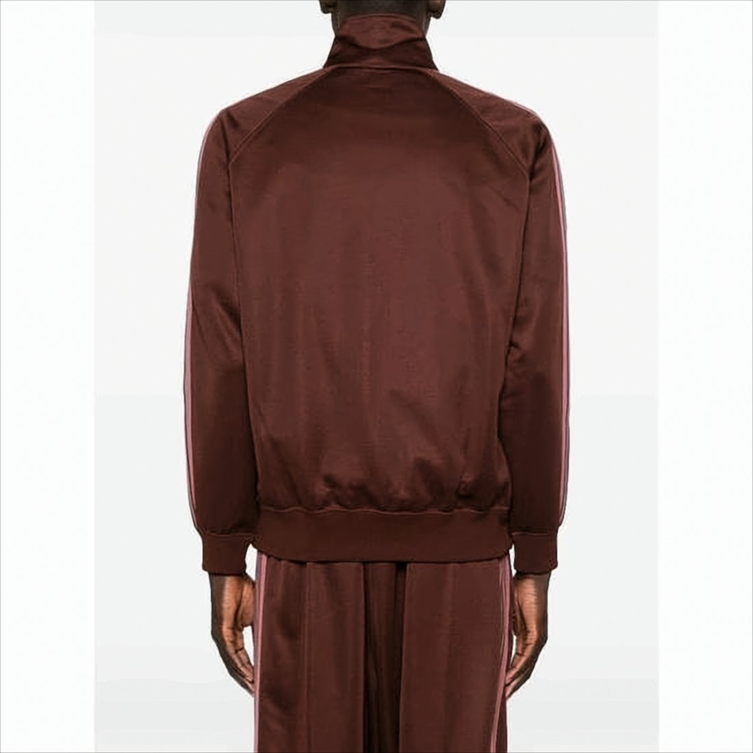 Smooth Polyester Track Jacket with Contrasting Stripes