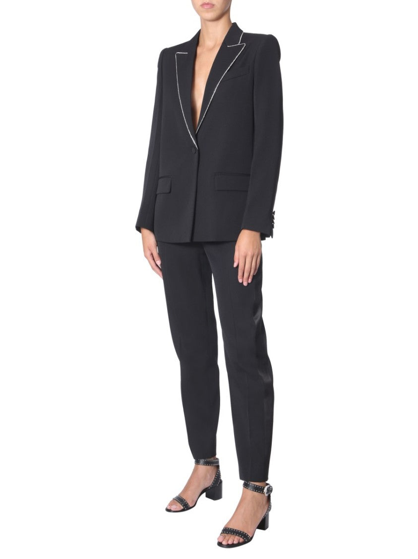 Tailored Wool Blazer With Strass Detail