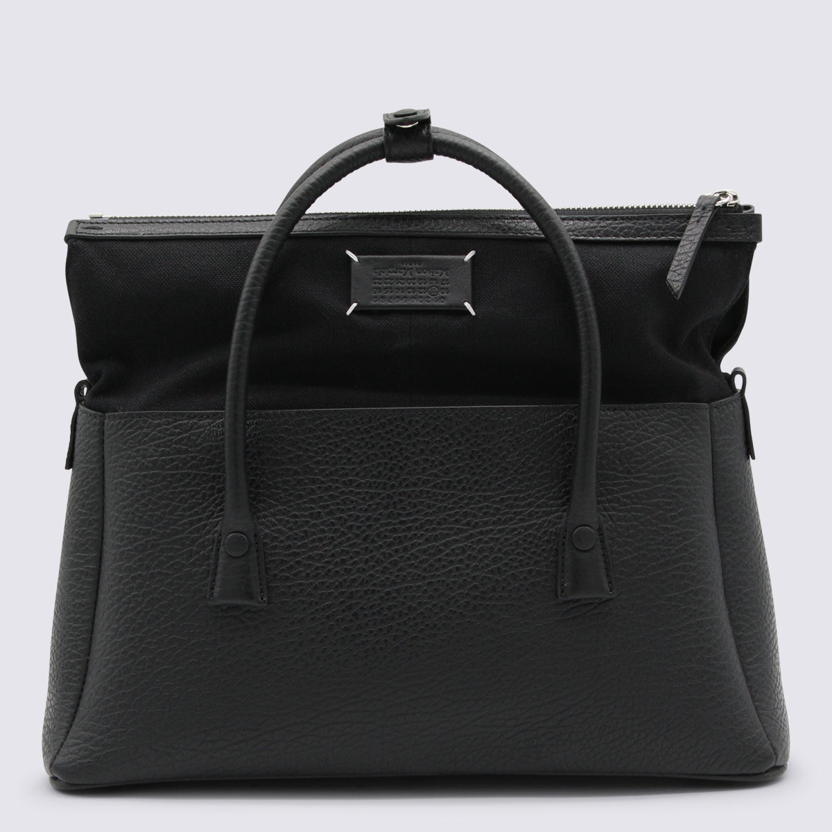 Black Leather Top Handle Bag