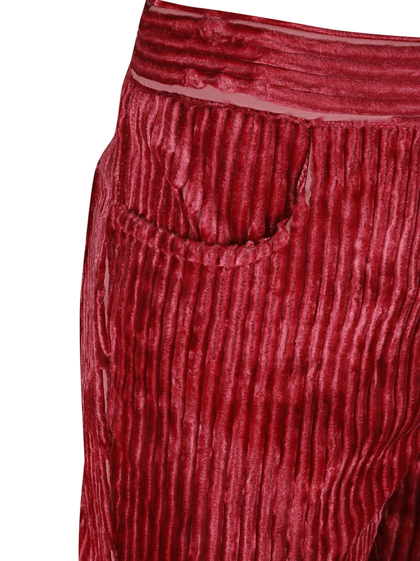 Ribbed Textured Trousers With Fitted Silhouette