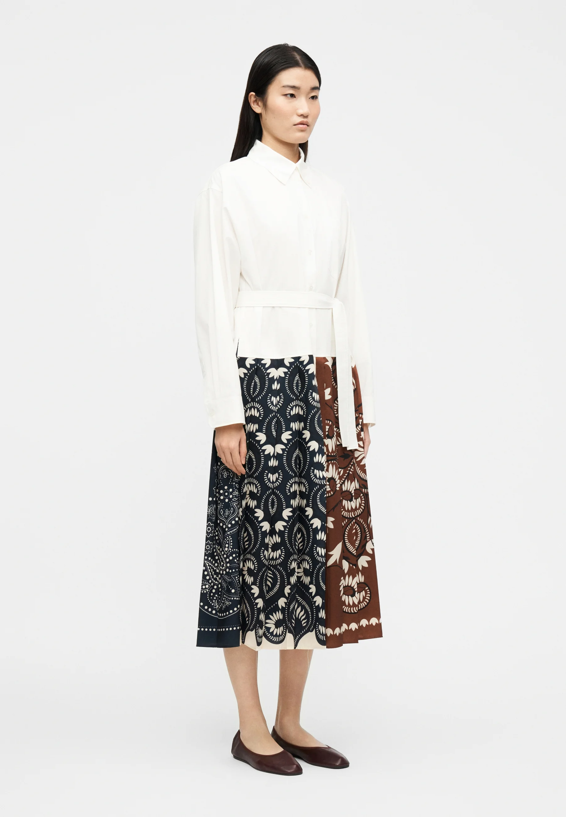 White Cotton Blend Midi Dress