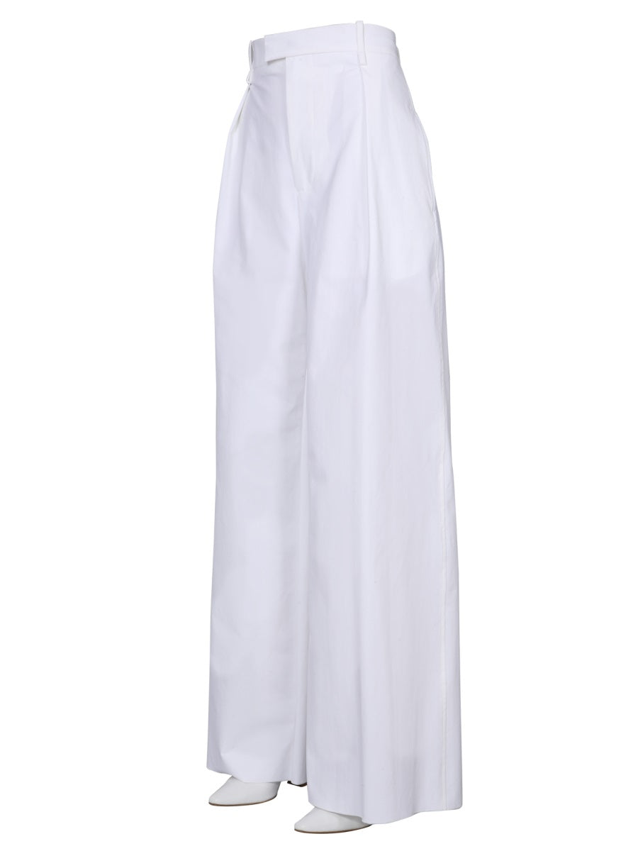 Flowing Wide-Leg Trousers with Front Zip Closure
