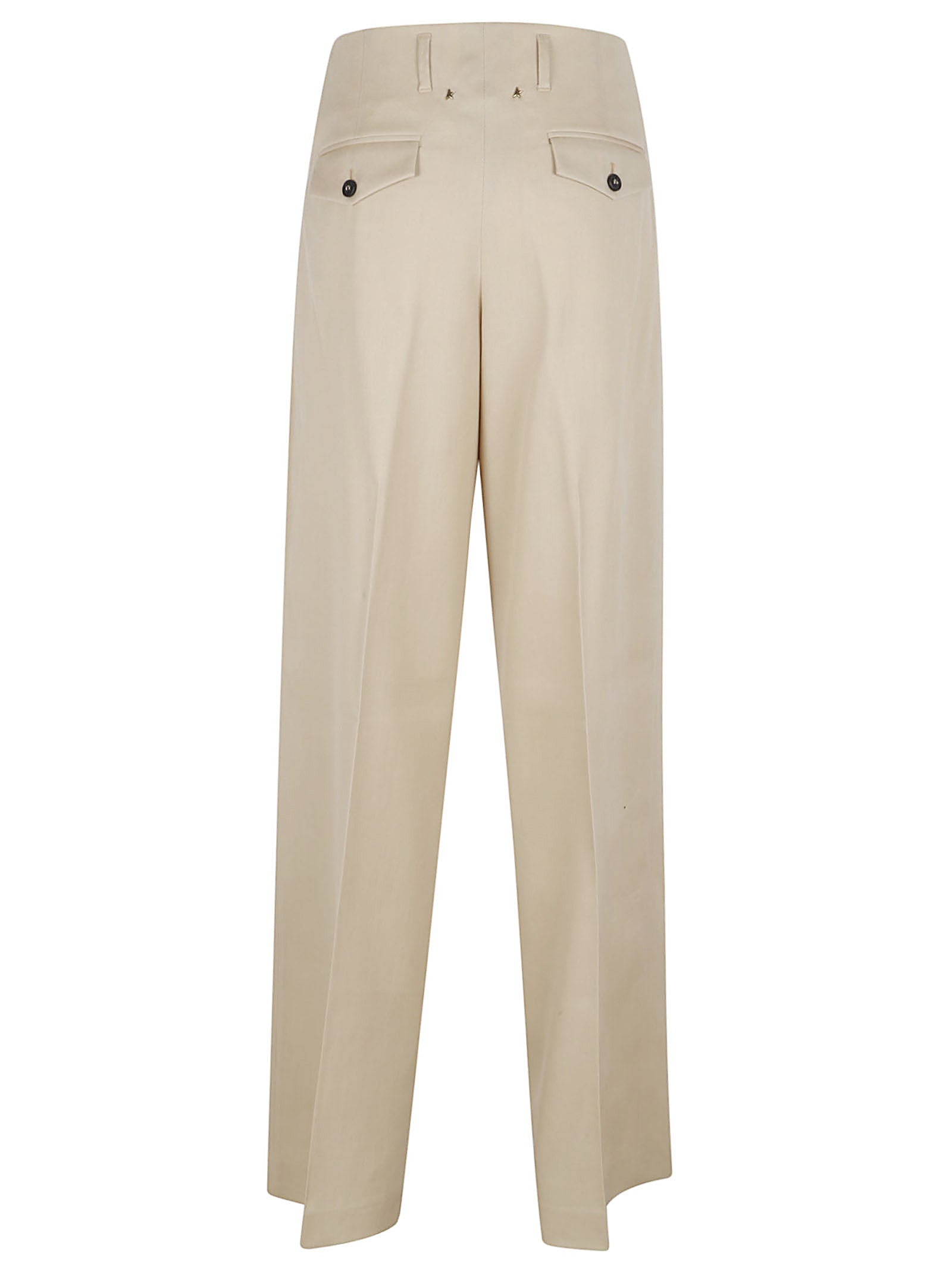 Sand-Textured Trousers with Pleat Detailing