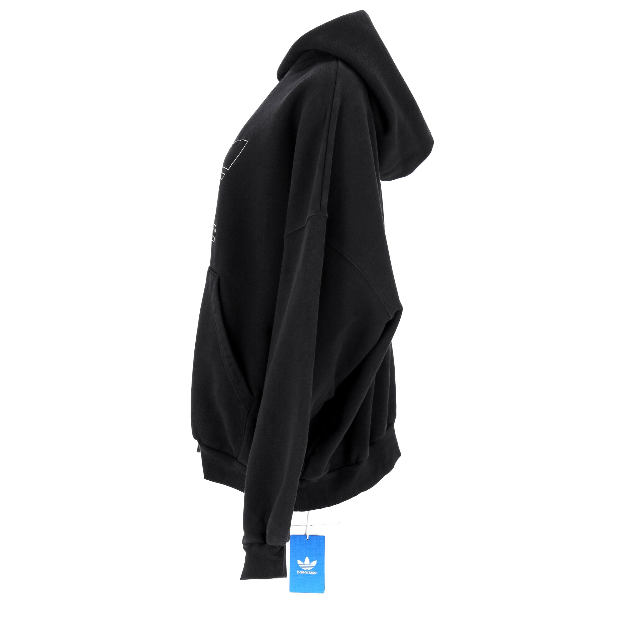 Oversized Black Fleece Hoodie With Embroidered Logos