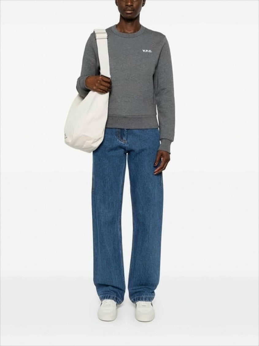 Cropped Long-Sleeve Crew Neck Sweatshirt