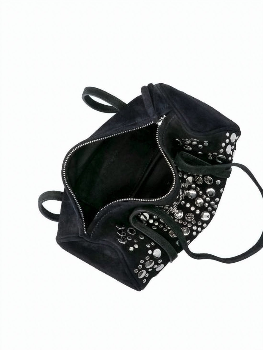 Black Studded Cylindrical Leather Shoulder Bag