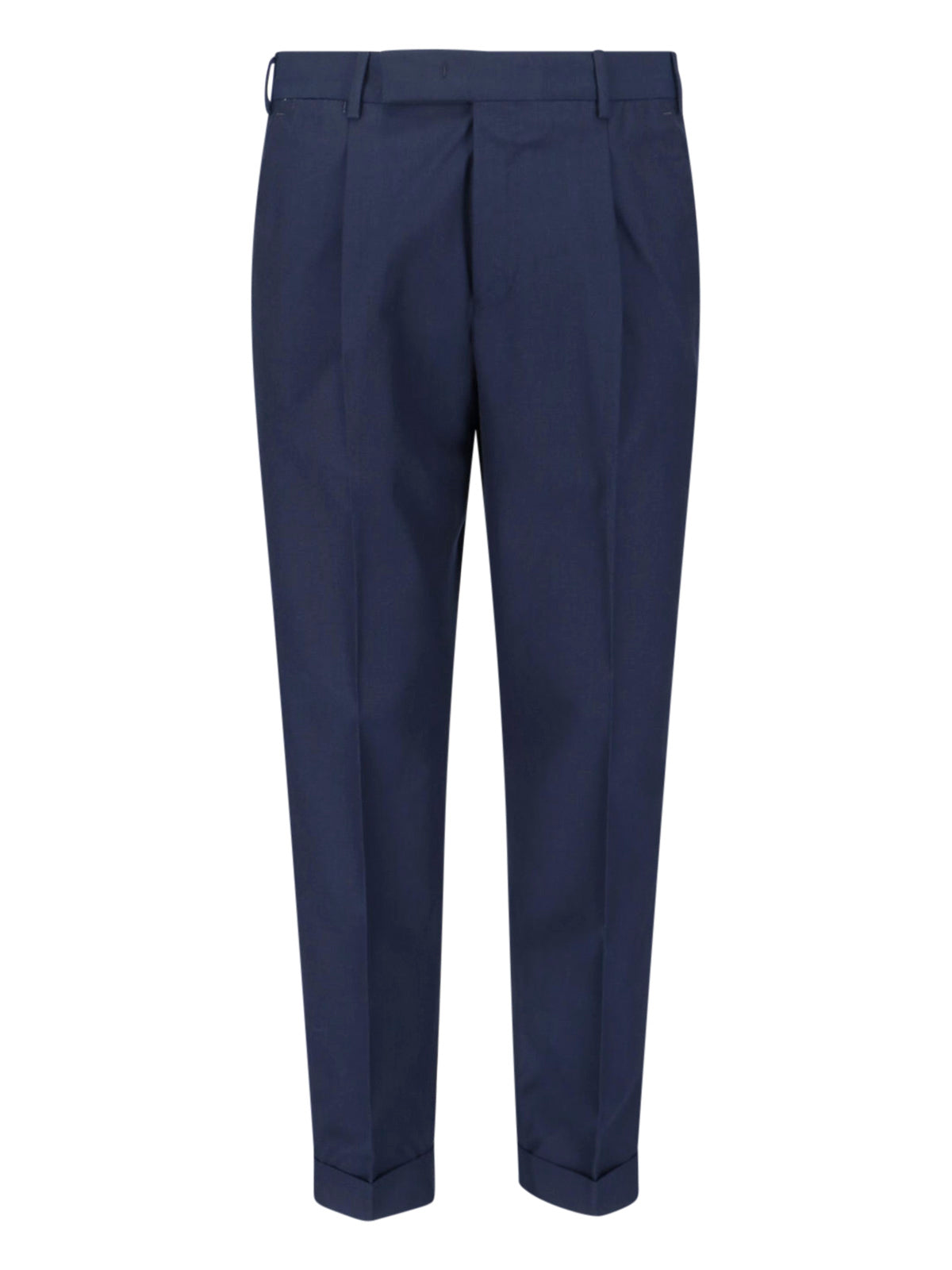 Blue Tailored Pleated Virgin Wool Trousers