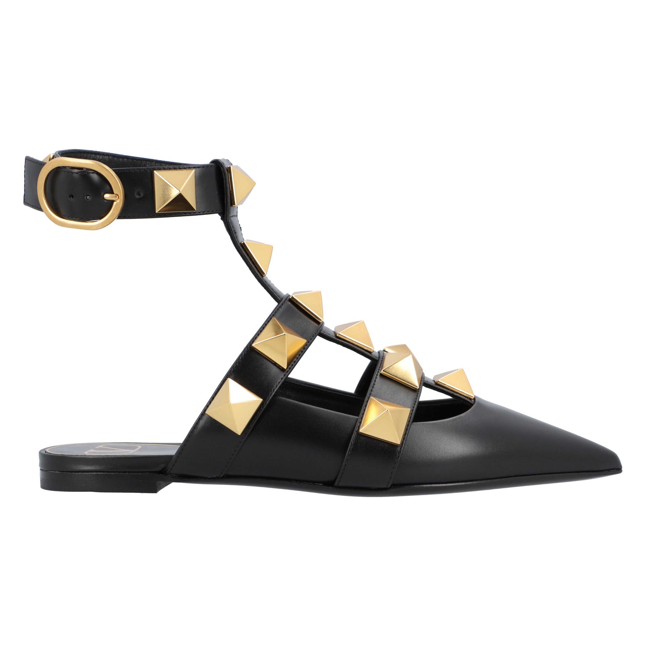 Black Ballerinas With Iconic Roman Stud Rivets