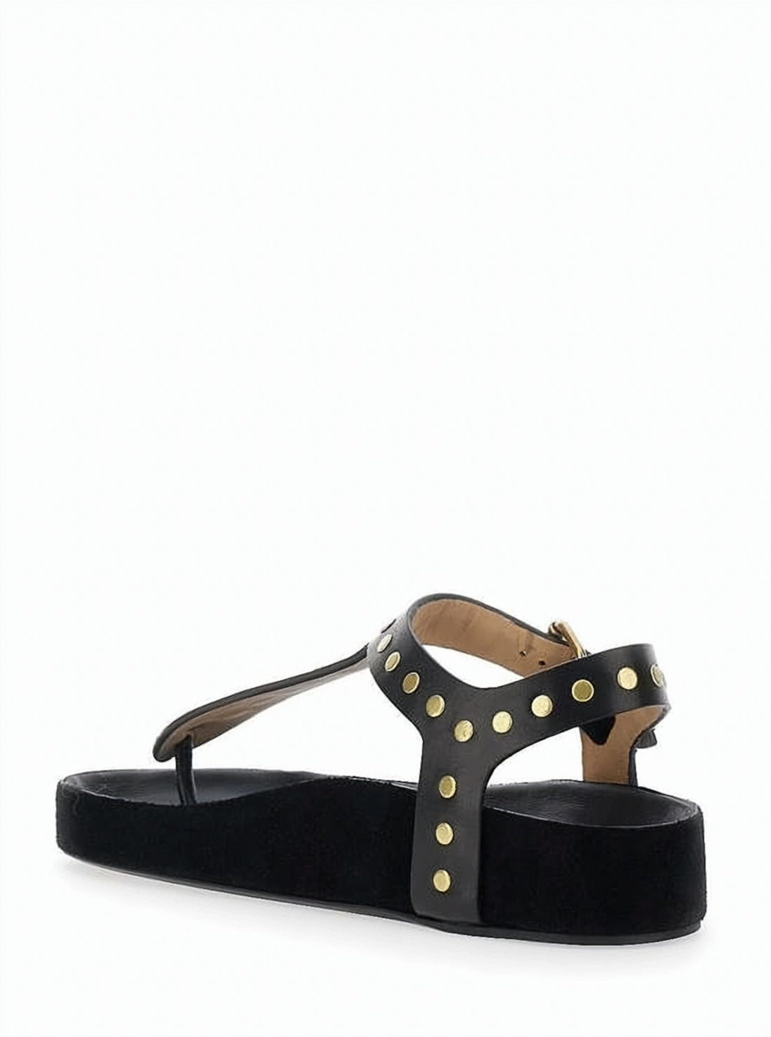 T-Strap Black Leather Sandal