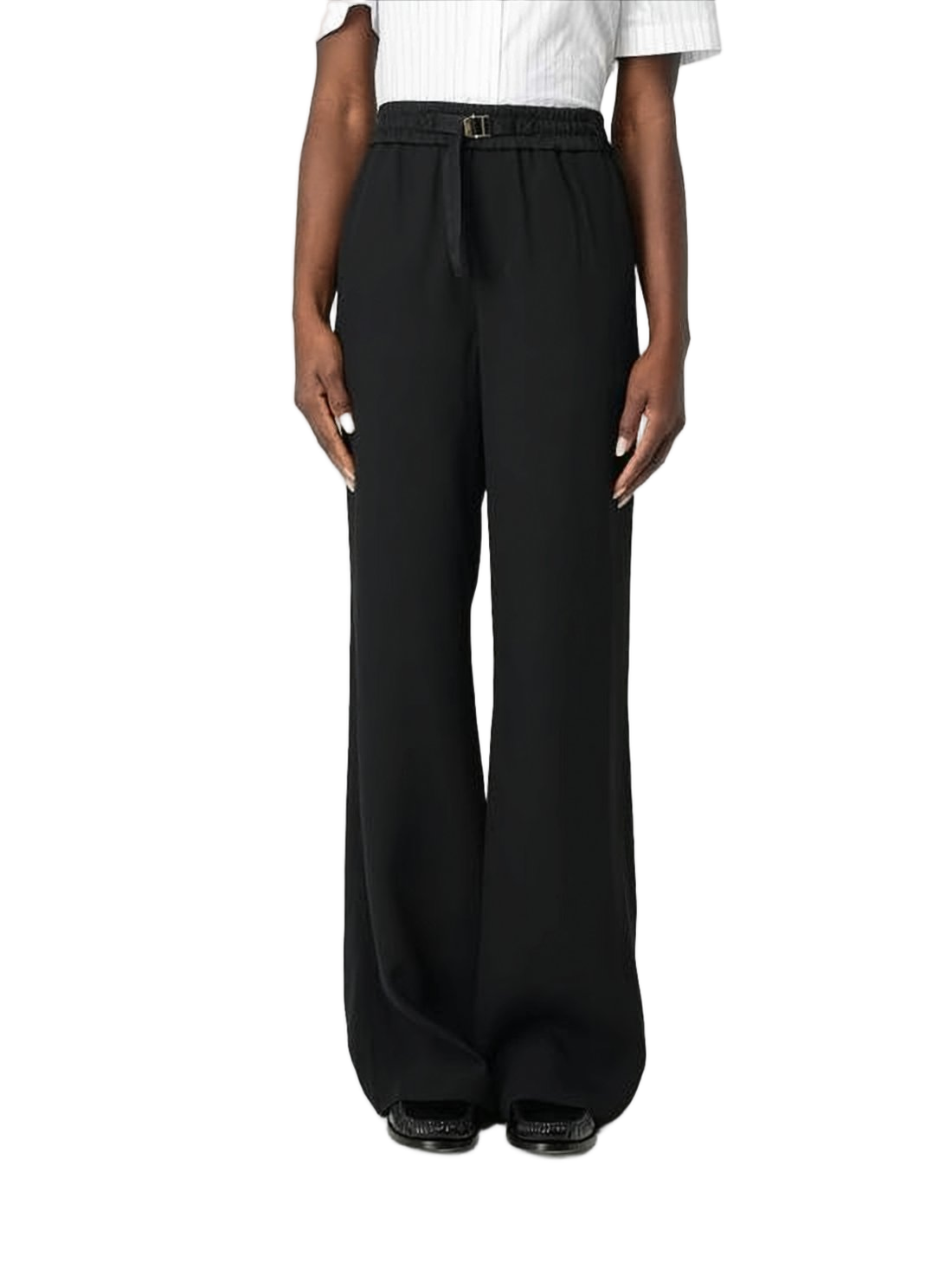 Wide-Leg Black Pants with Elastic Waistband