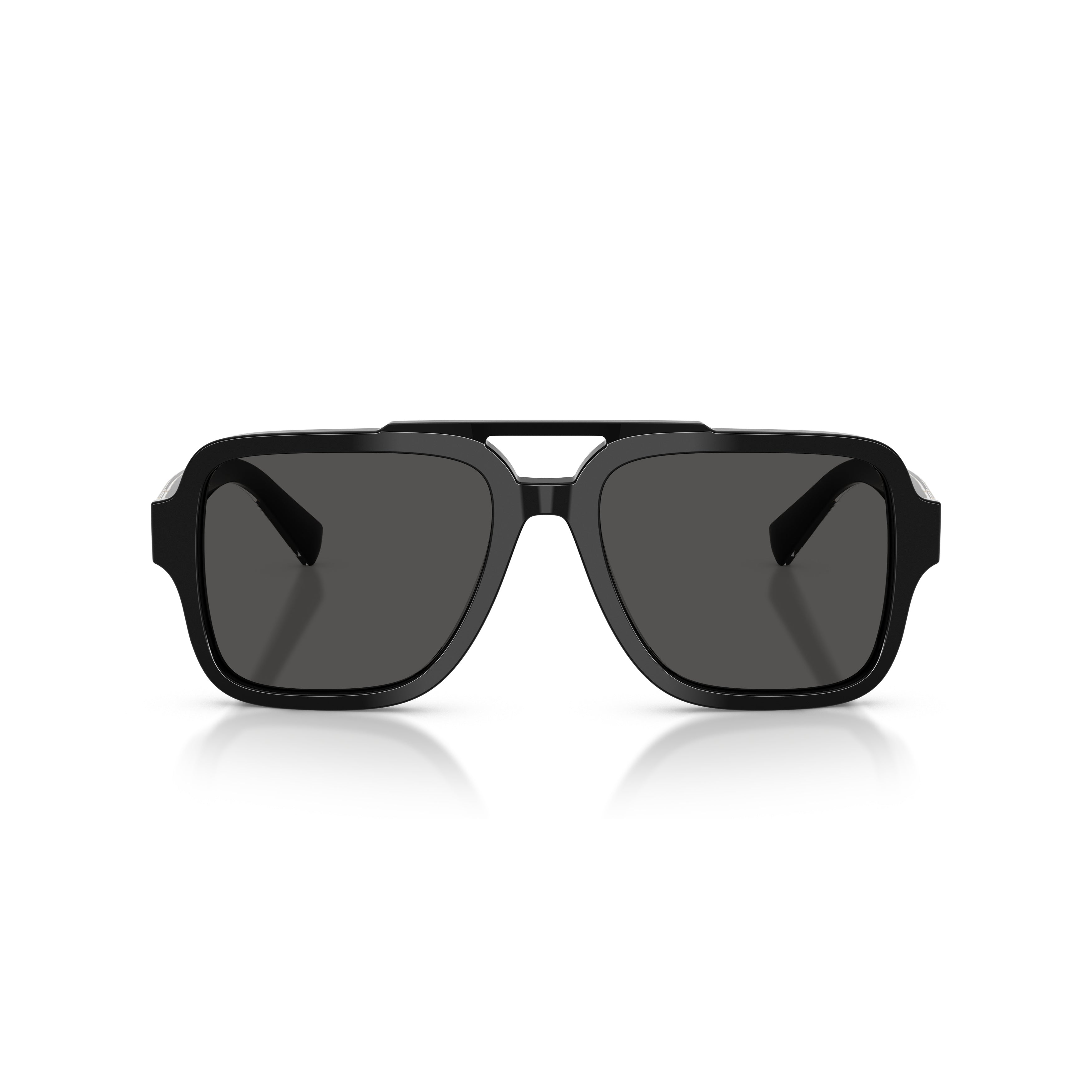 Square Black Acetate Sunglasses With Gold Accents