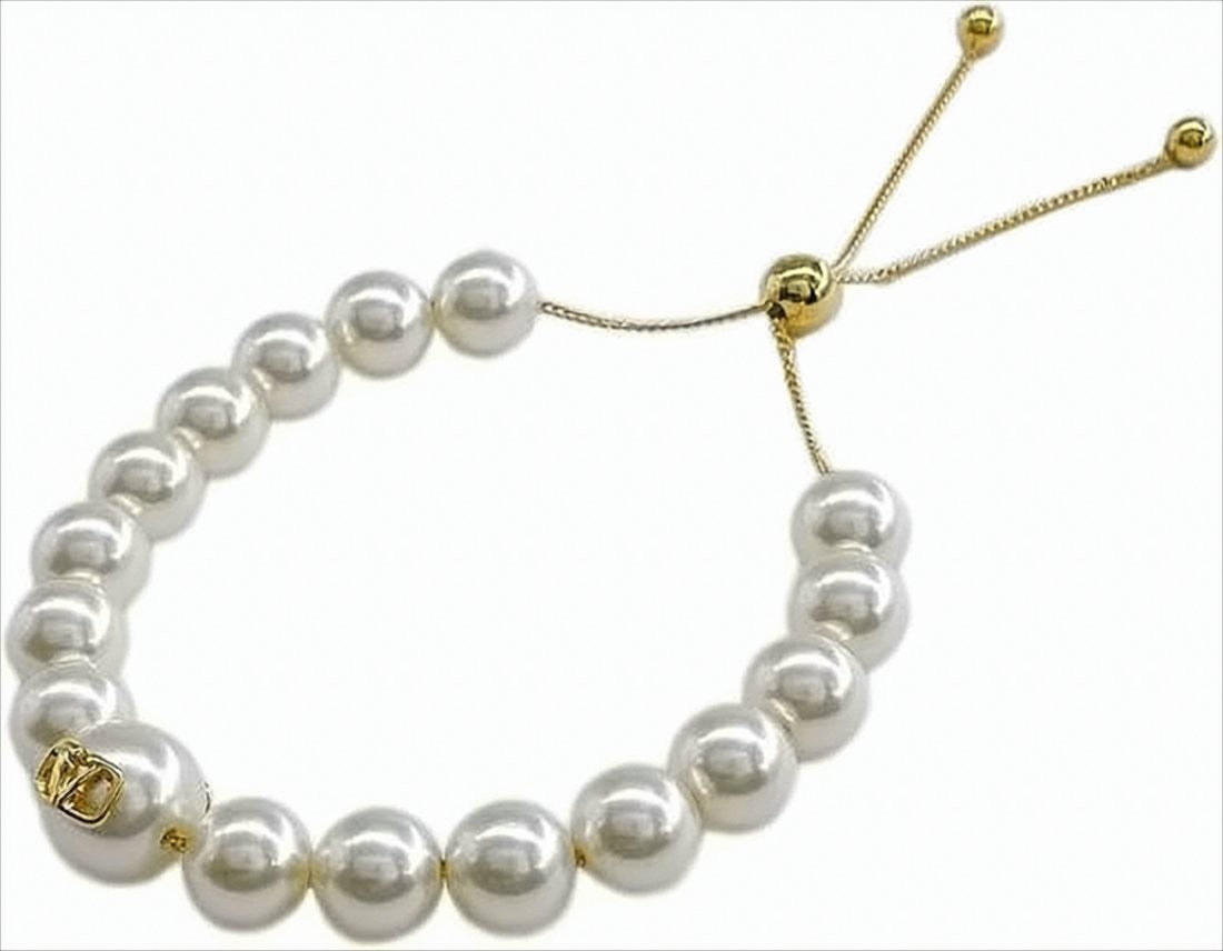 Pearl-Linked Bracelet with Adjustable Gold-Tone Chain