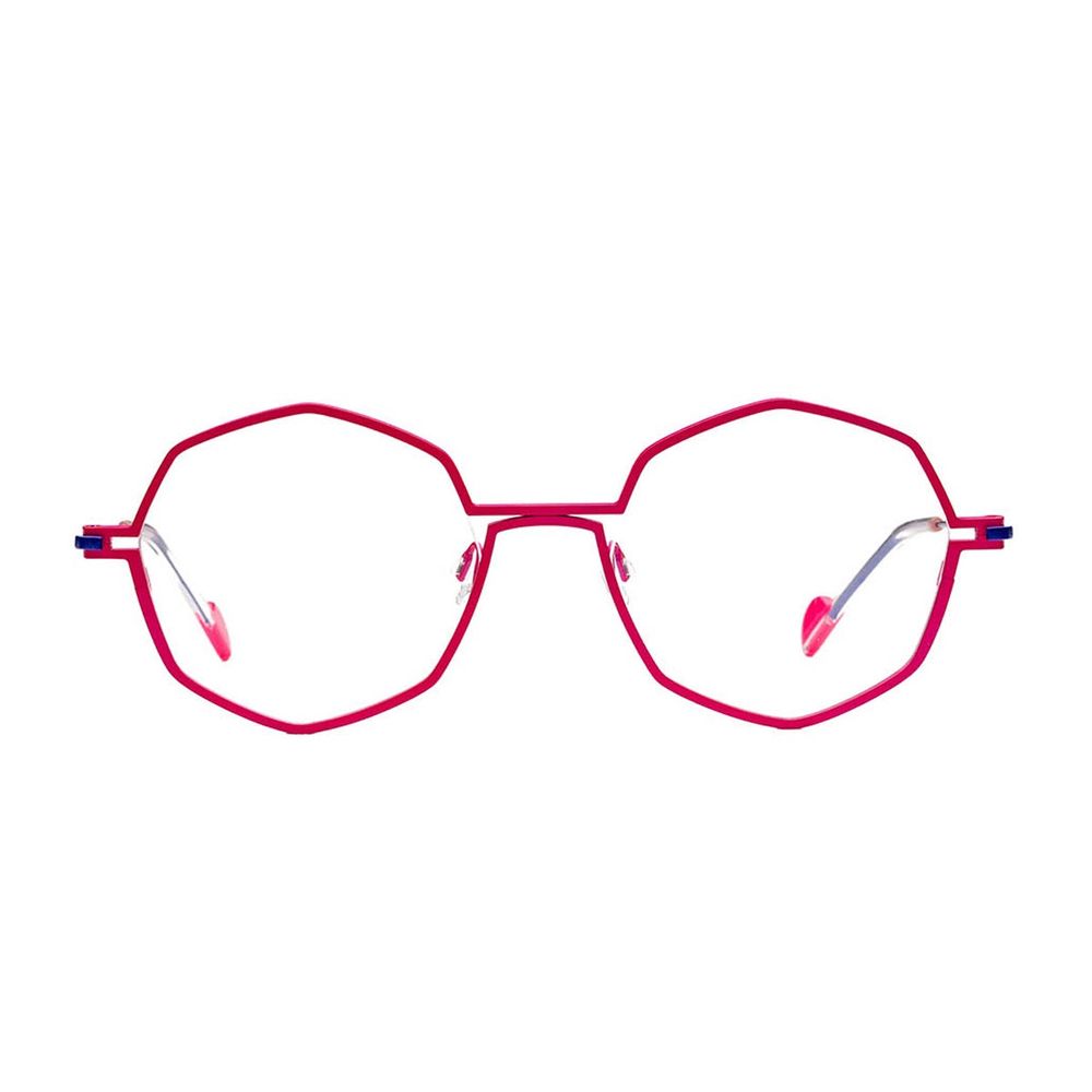 Silver Hexagonal Frame Sunglasses In Matte Fuchsia Titanium