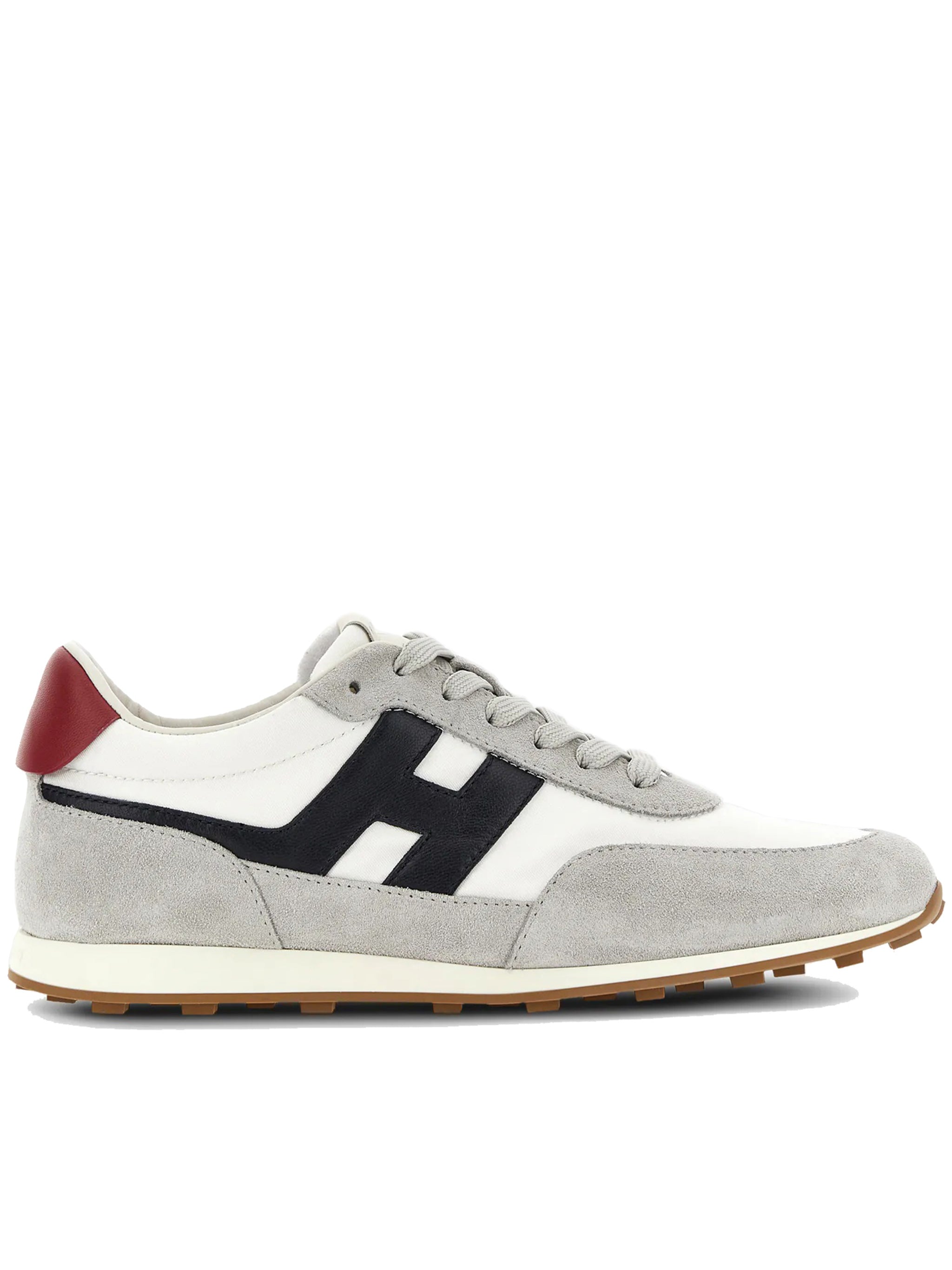 Grey Low-Top Suede White Panel Sneakers