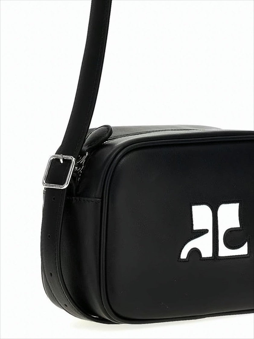 Smooth Leather Crossbody Bag with Prominent Logo