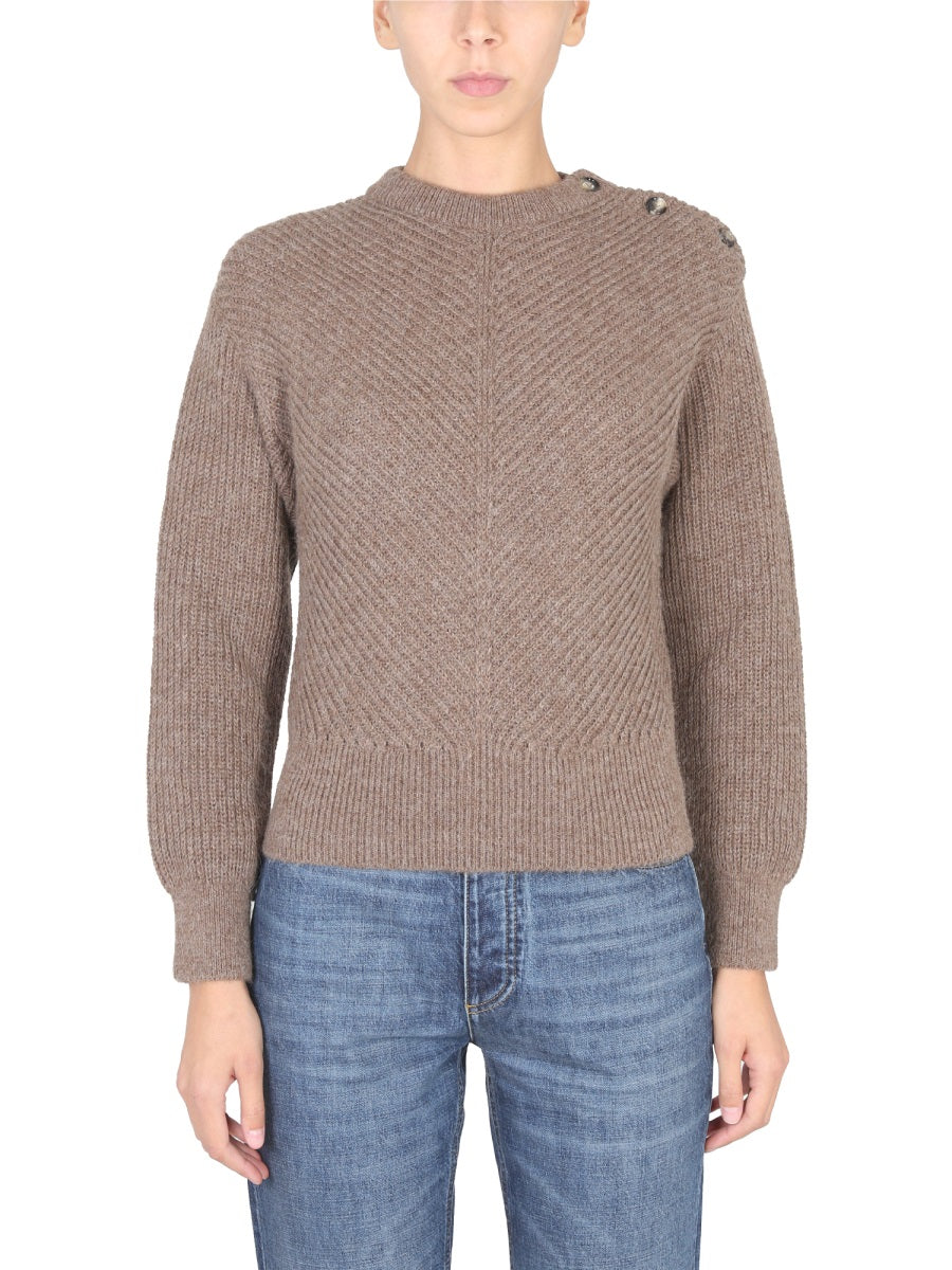 Alpaca Knit Sweater with Chevron Pattern