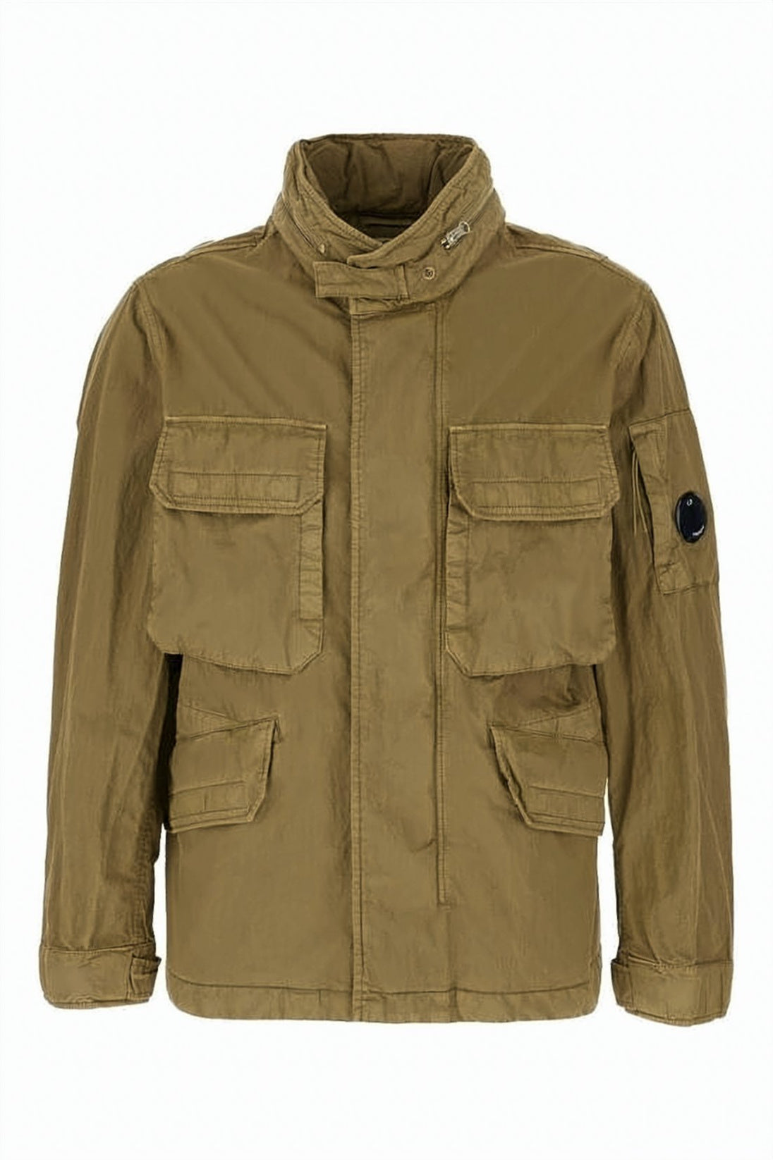 Green Jacket with Zippered Pockets and Hood