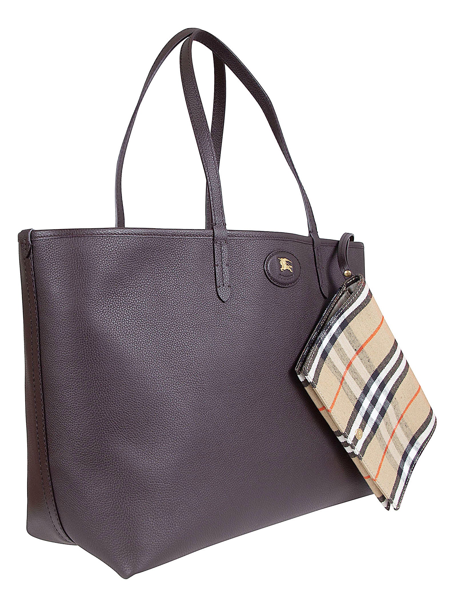 Reversible Shopping Tote in Textured Calf Grain Leather