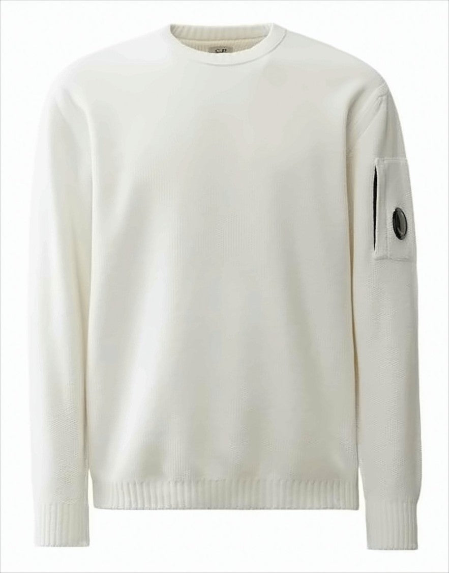 Minimalist Cotton Sweater With Distinctive Sleeve Pocket