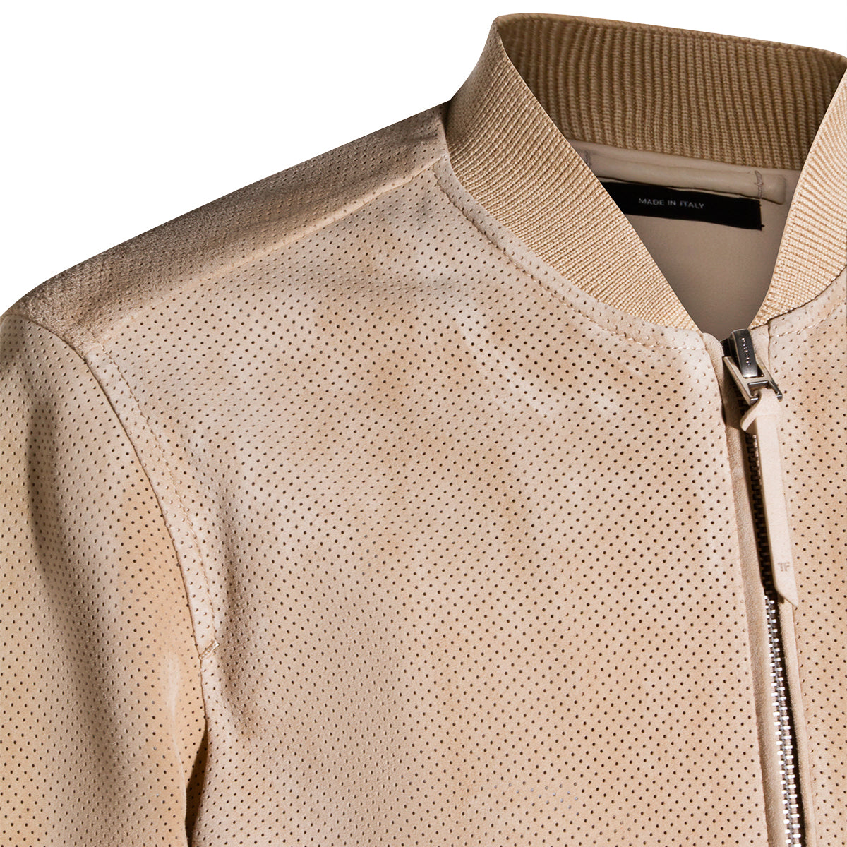Perforated Suede Bomber Jacket