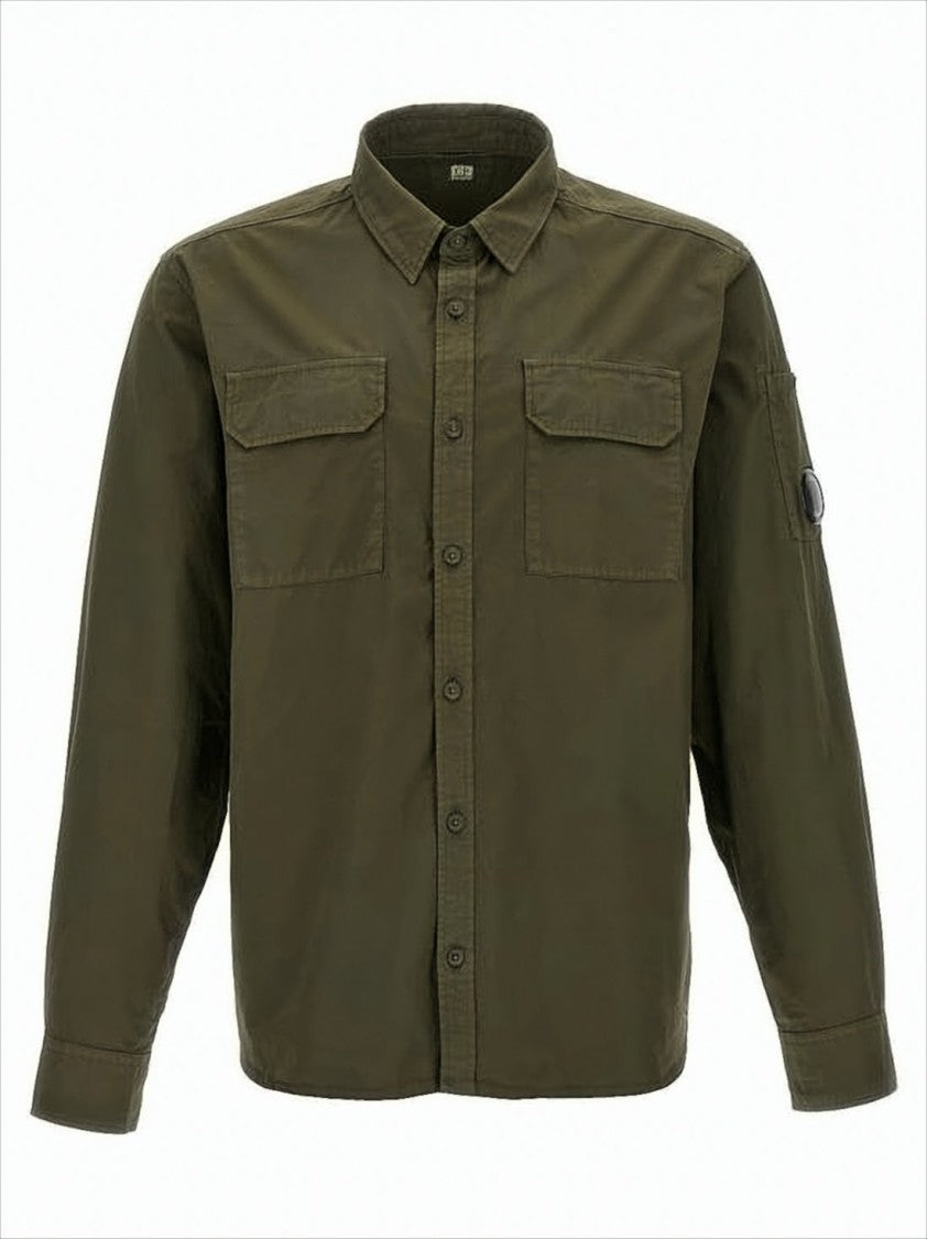 Long-Sleeve Utilitarian Shirt with Structured Collar