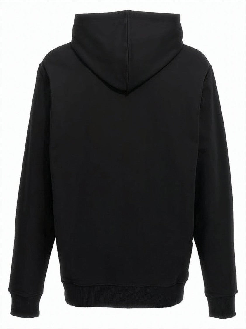 Minimalist Black Hoodie With Drawstring And Front Pocket