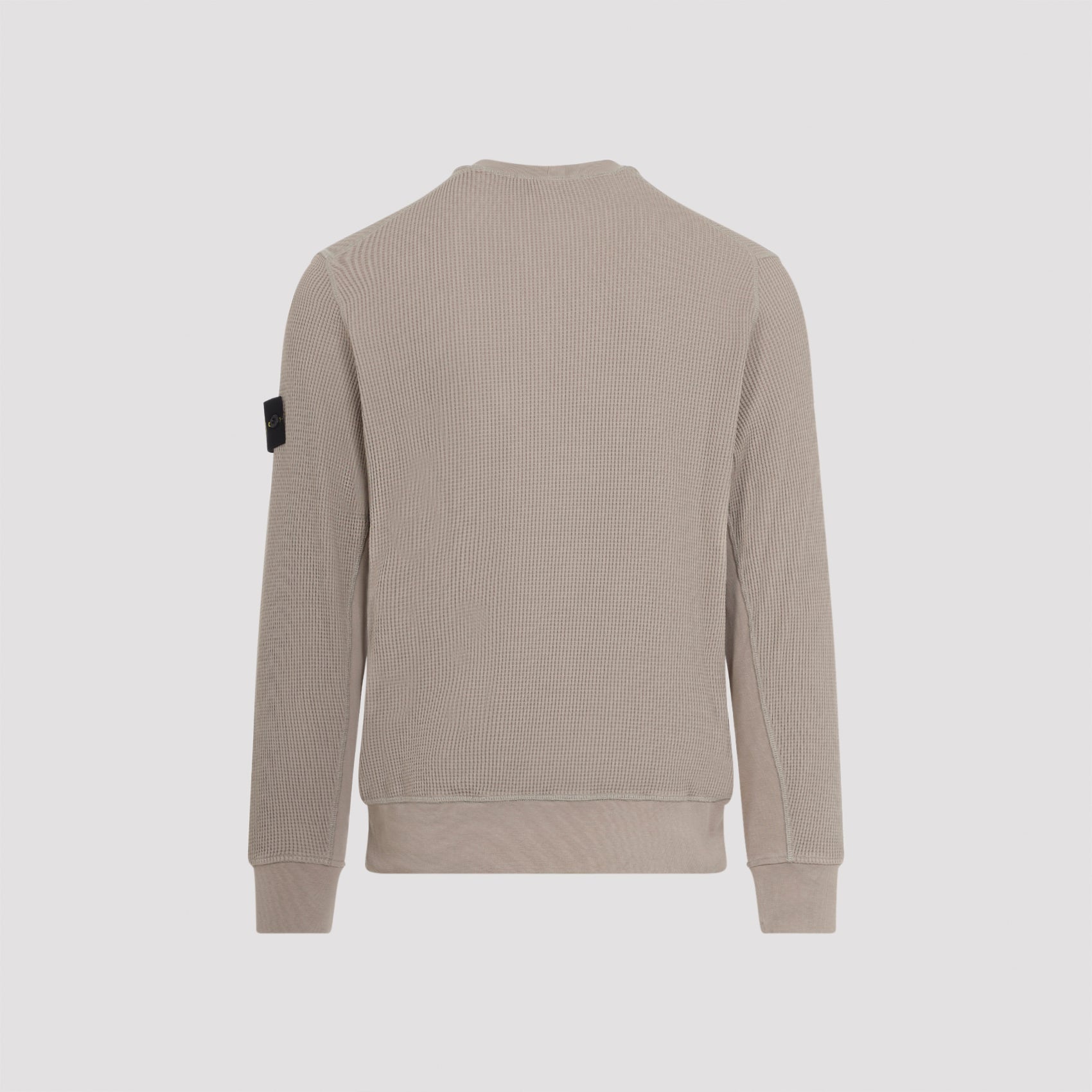 Textured Waffle Knit Sweatshirt With Distinctive Sleeve Patch