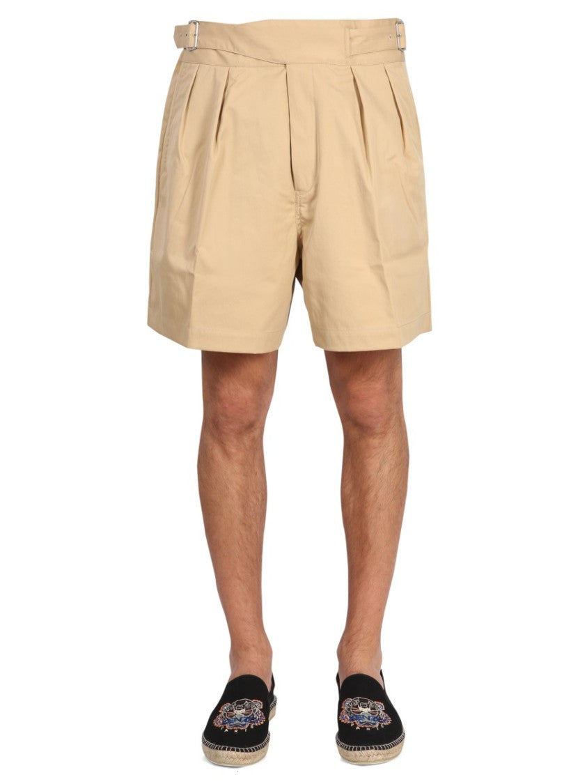 Structured Twill Shorts With Adjustable Belt