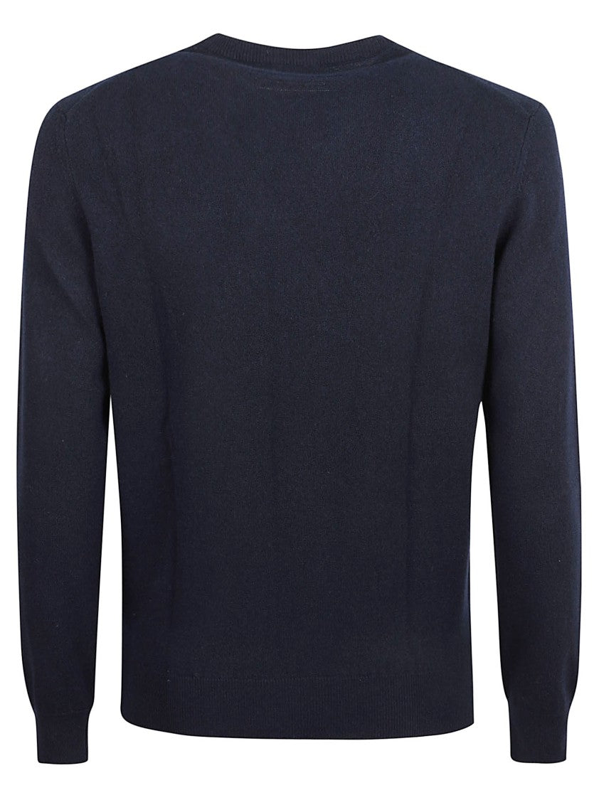 Crew Neck Cashmere Sweater With Ribbed Cuffs