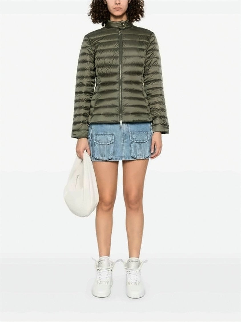 Quilted Down Jacket With Fitted Silhouette And High Collar