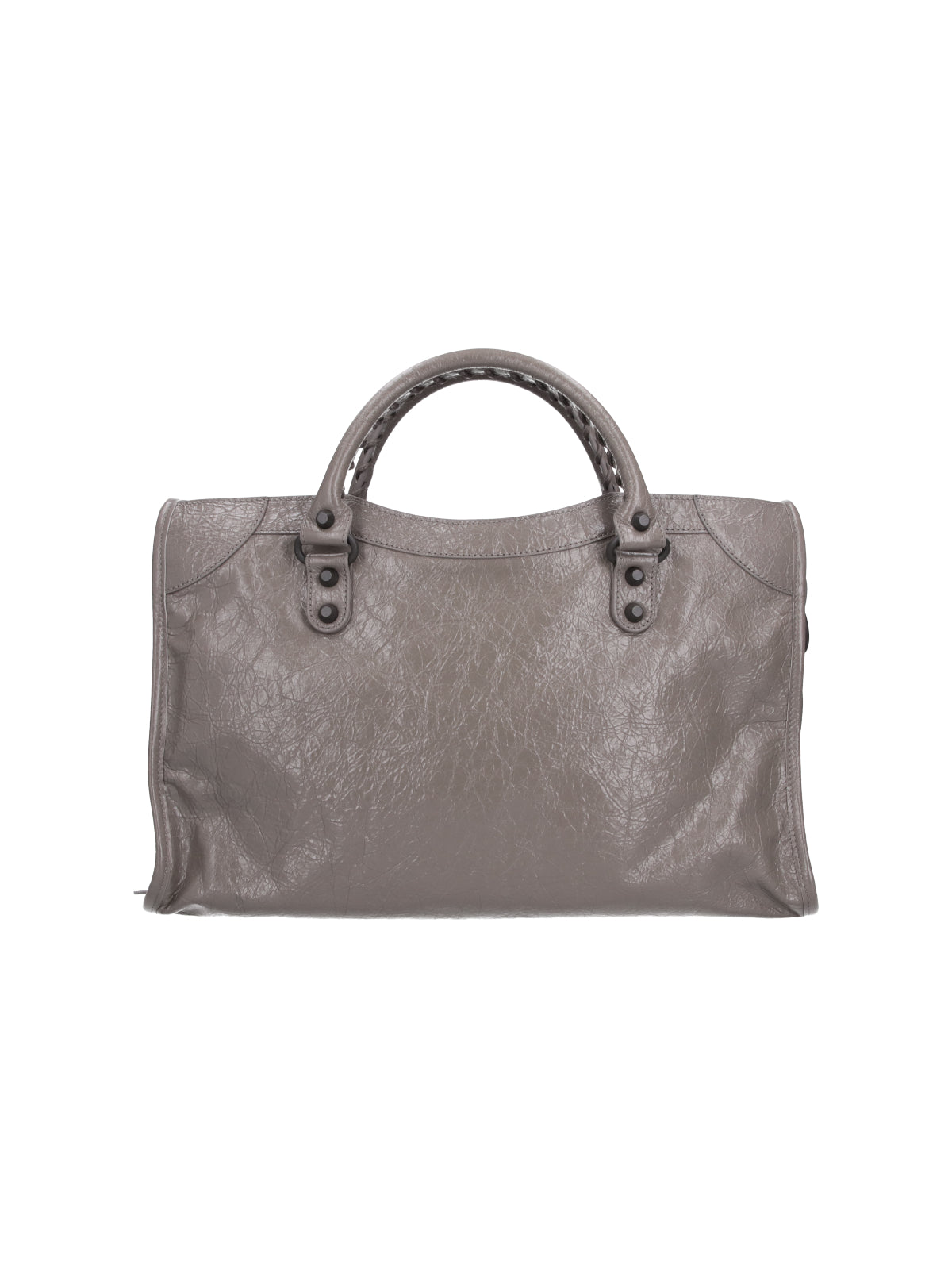 Rectangular Handbag in Textured Grey Leather