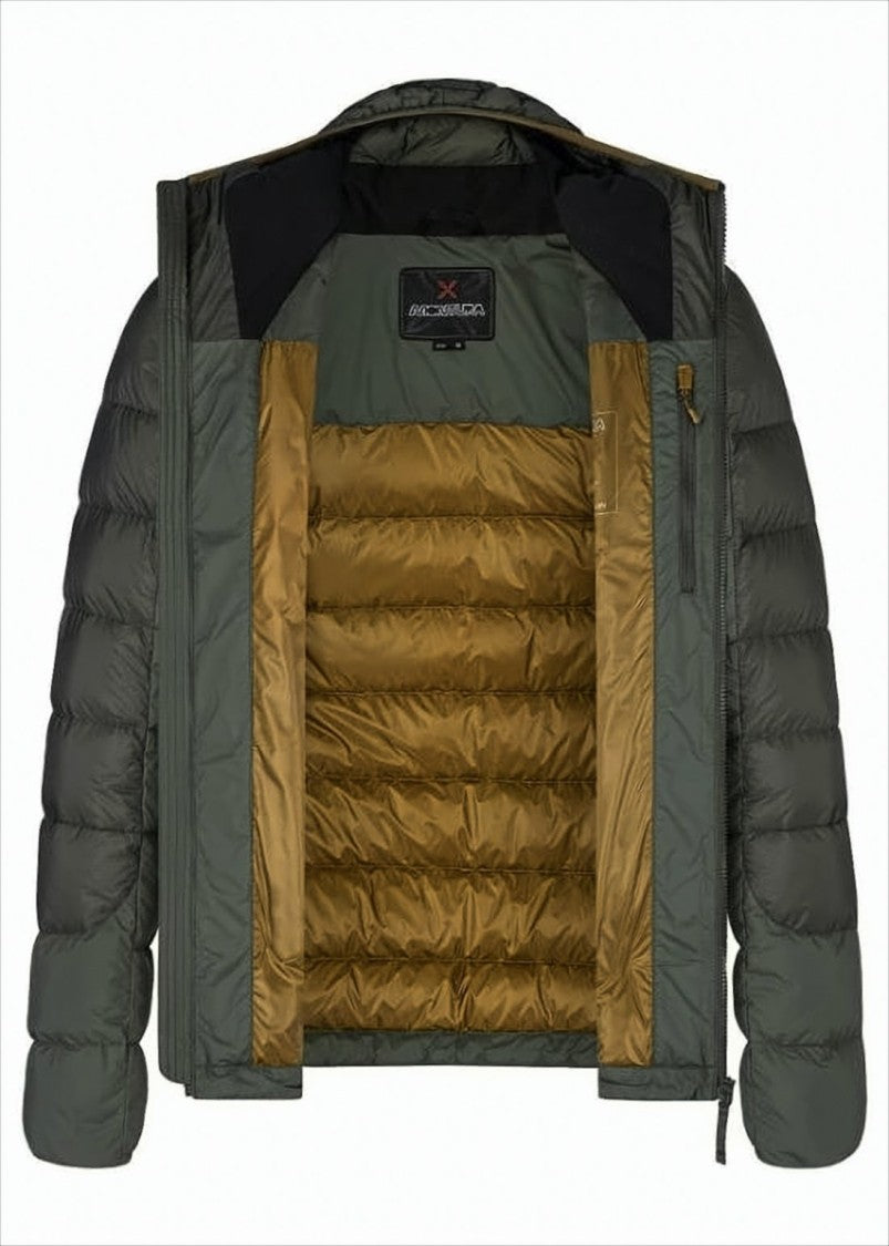 Quilted Nylon Down Jacket With Hood And Contrast Lining