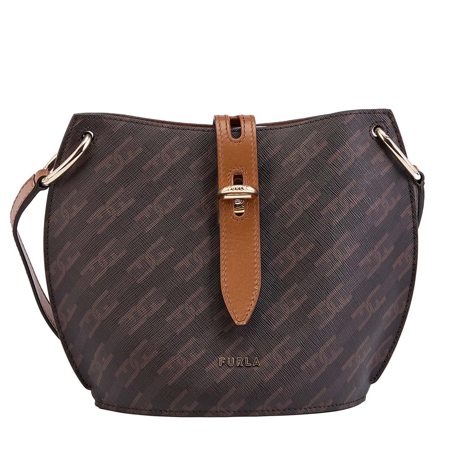 Structured Black Logo-Pattern Furla Bag