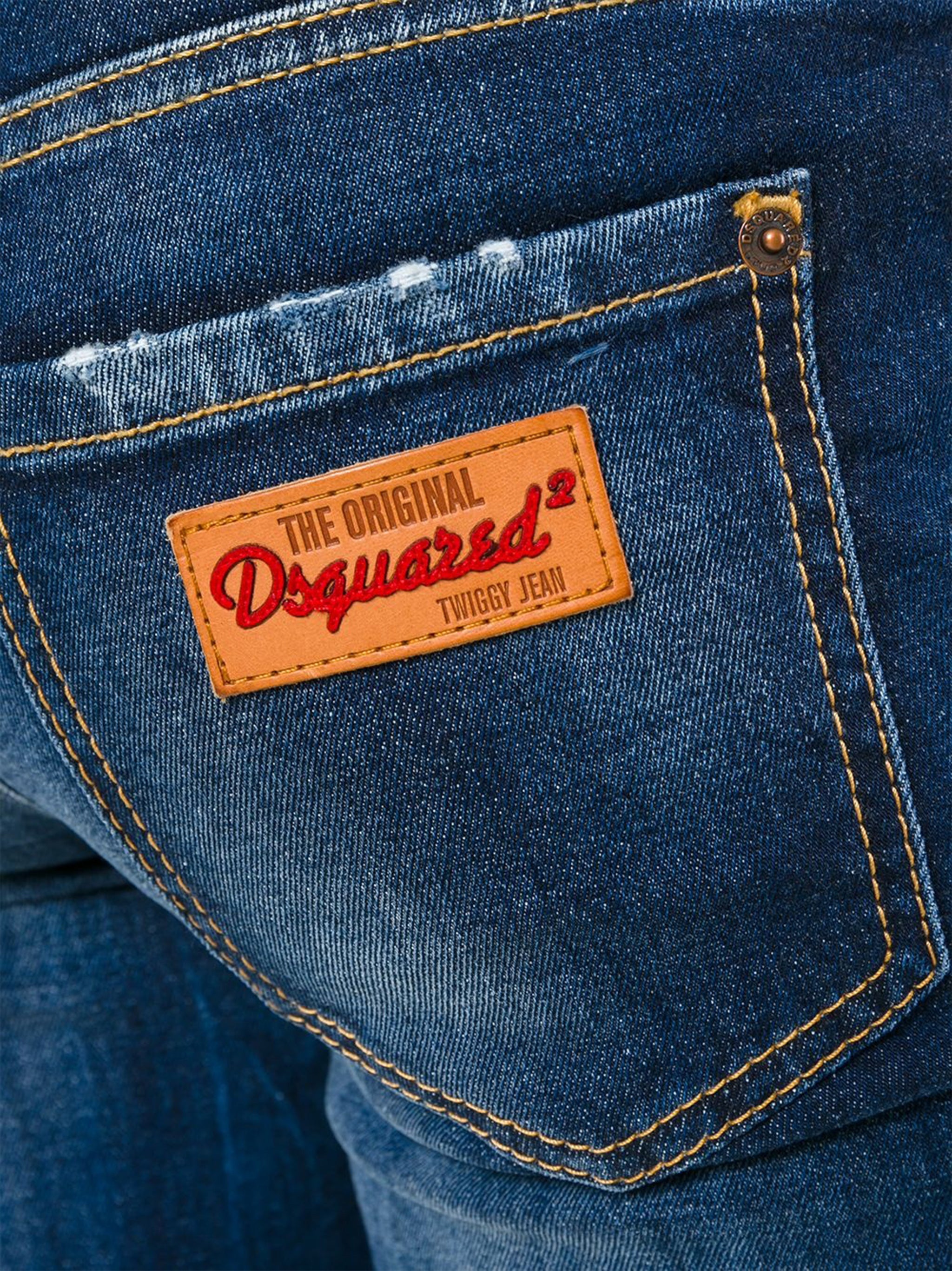 Slim-Fit Medium Blue Splatter Denim Jeans