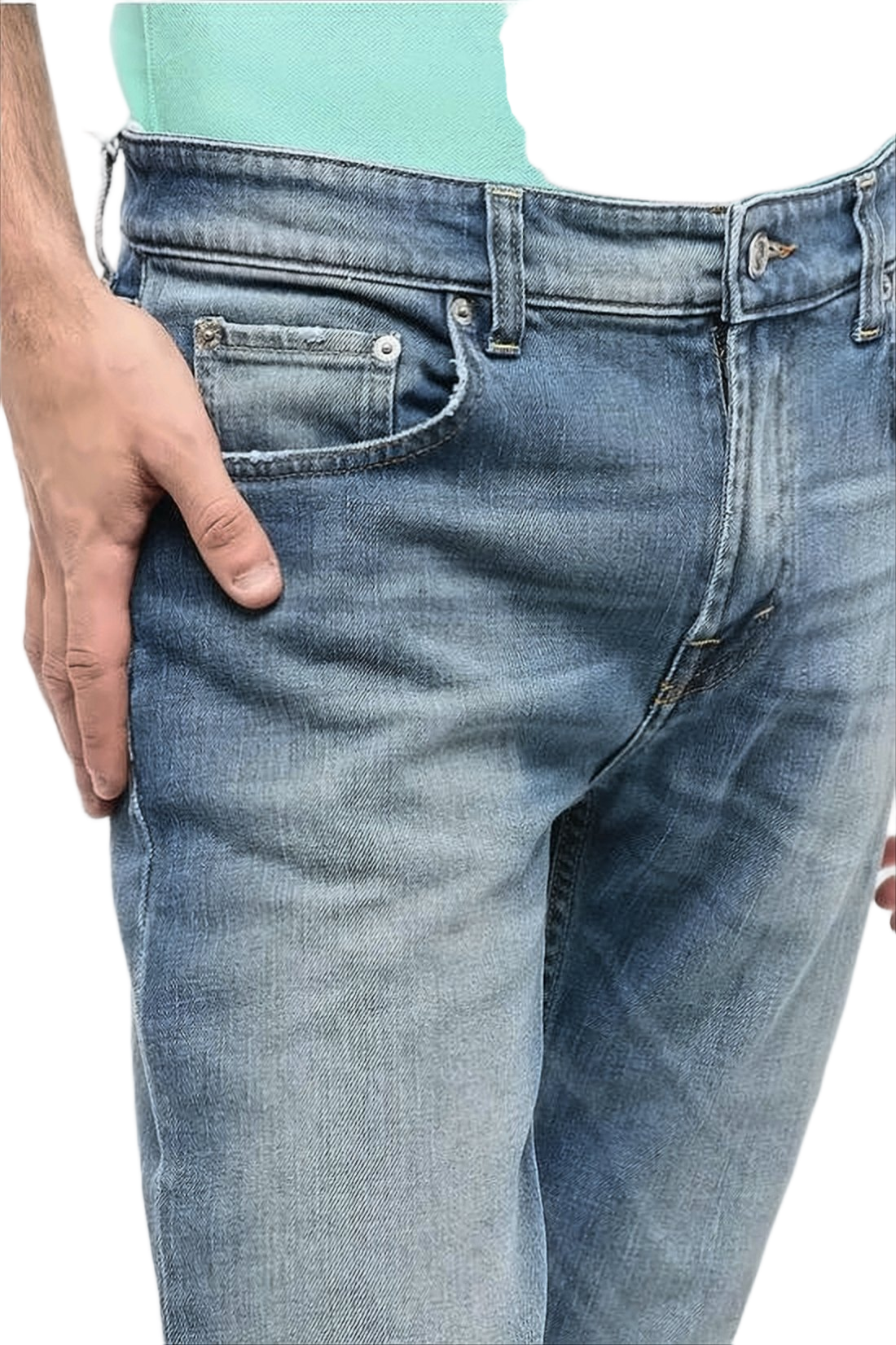 Five-Pocket Slim-Fit Denim Pants With Light Wash