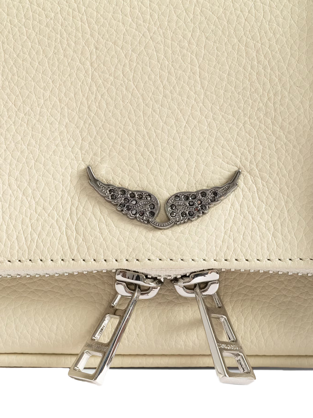 Rectangular Textured Clutch Bag with Metallic Wing Detail