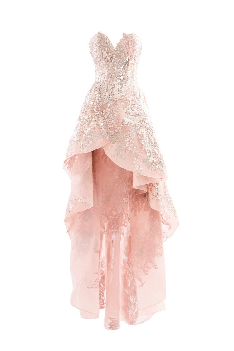 Embroidered High-Low Dress