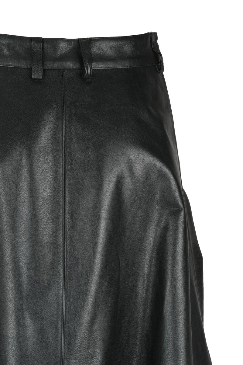 Long Leather Skirt - Black