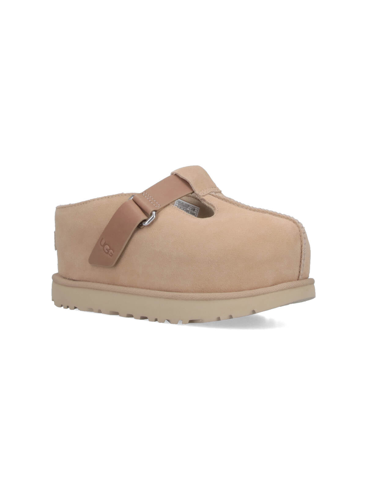 Smooth Beige Flats With Rounded Toe Design